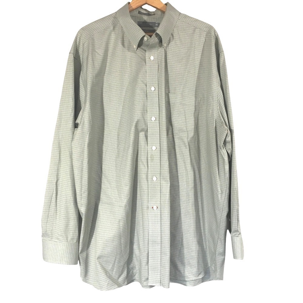 Daniel Cremieux Signature Non-Iron Plaid Button Down Shirt XXL Green